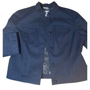 Talbots Collection vintage black jacket embroidered beaded size‎ 14 L large